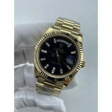 (준비완료/특급배송)NO.3662/QP공장 롤렉스 데이데이트40 옐로우골드 텅스텐 블랙바게트다이얼 스틸브레이슬릿 208~211g로